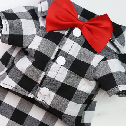 Breathable Plaid Bow-tie Shirts (Small Dogs, Cats)