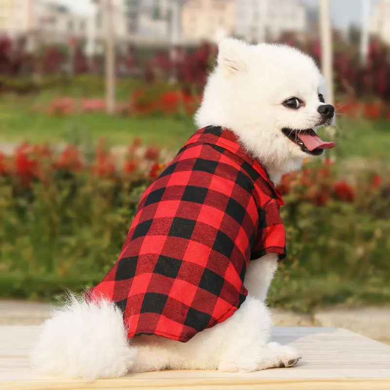 Breathable Plaid Bow-tie Shirts (Small Dogs, Cats)